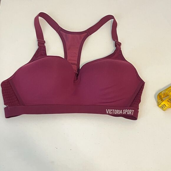 Victoria Sport High Impact Sports Bra Racerback Padded Wireless Burgundy Sz 34C - Picture 2 of 4